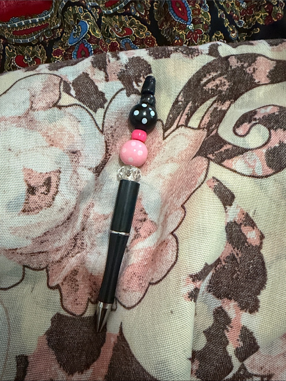 Black and Pink Beaded pen